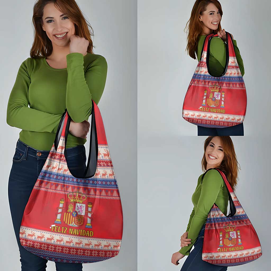 Spain Coat Of Arms Christmas Grocery Bag Feliz Navidad - Wonder Print Shop