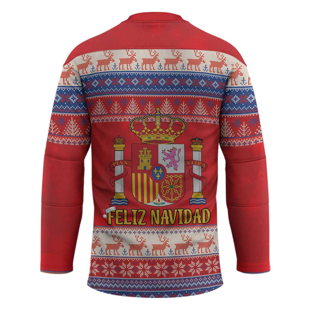 Spain Coat Of Arms Christmas Hockey Jersey Feliz Navidad - Wonder Print Shop
