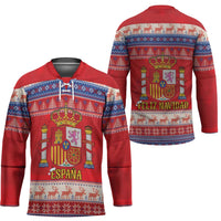 Spain Coat Of Arms Christmas Hockey Jersey Feliz Navidad - Wonder Print Shop