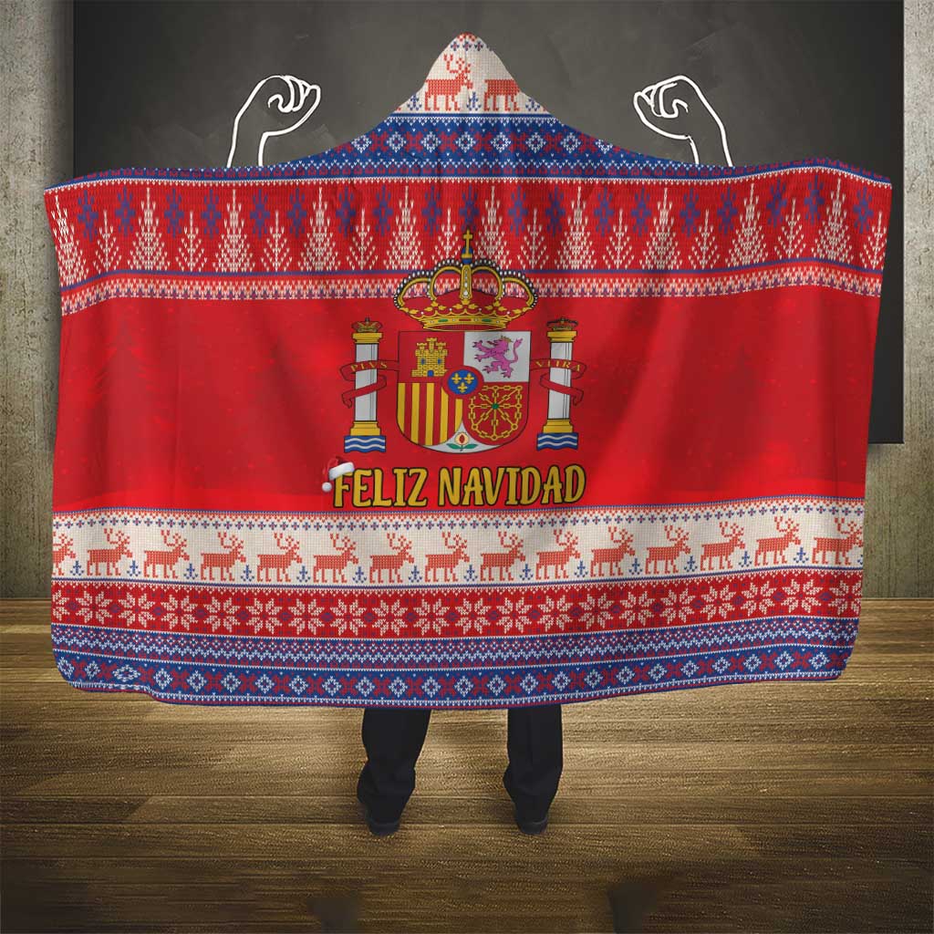 Spain Coat Of Arms Christmas Hooded Blanket Feliz Navidad - Wonder Print Shop