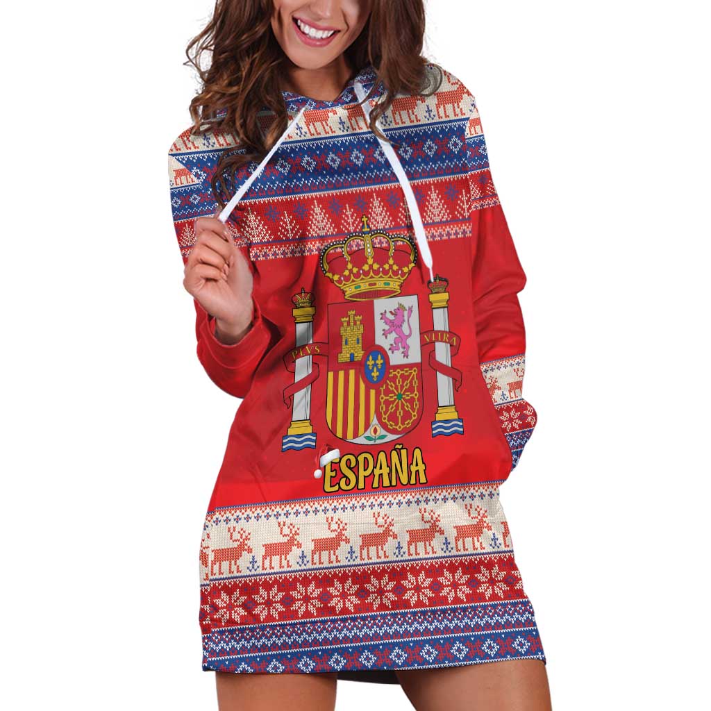 Spain Coat Of Arms Christmas Hoodie Dress Feliz Navidad - Wonder Print Shop