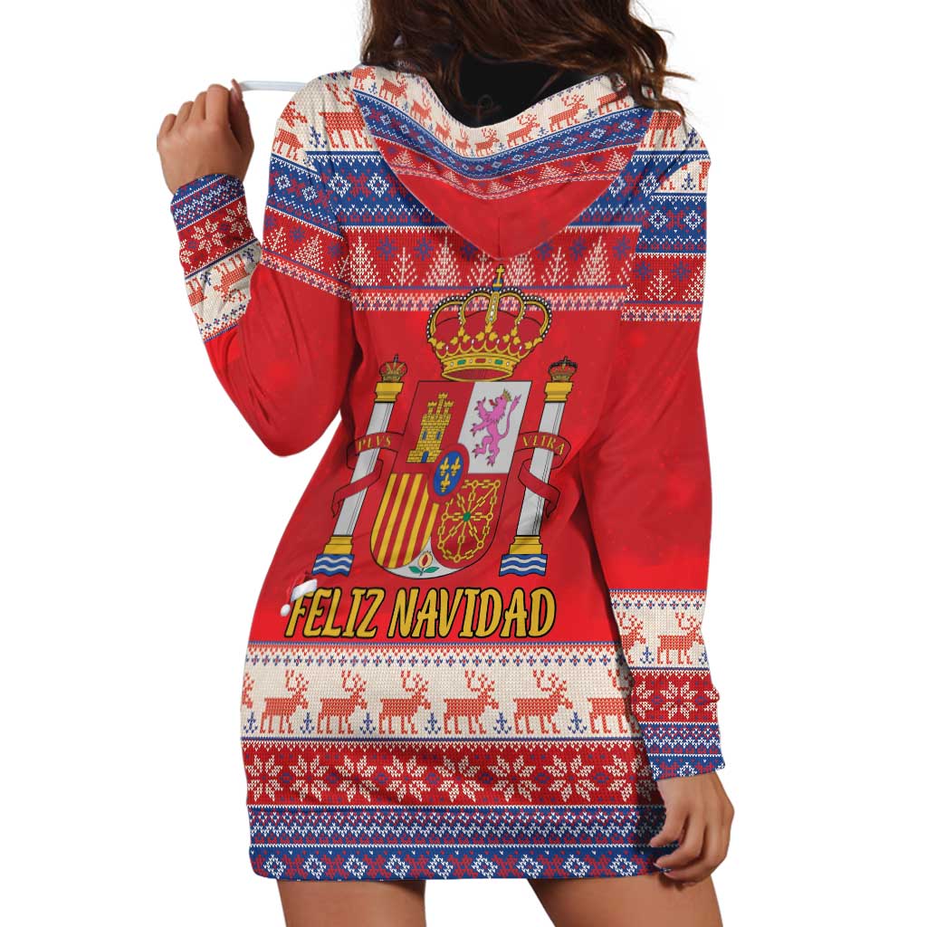 Spain Coat Of Arms Christmas Hoodie Dress Feliz Navidad - Wonder Print Shop