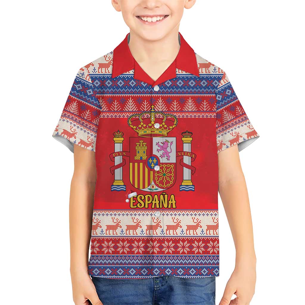 Spain Coat Of Arms Christmas Kid Hawaiian Shirt Feliz Navidad - Wonder Print Shop