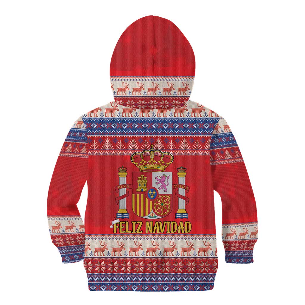 Spain Coat Of Arms Christmas Kid Hoodie Feliz Navidad - Wonder Print Shop