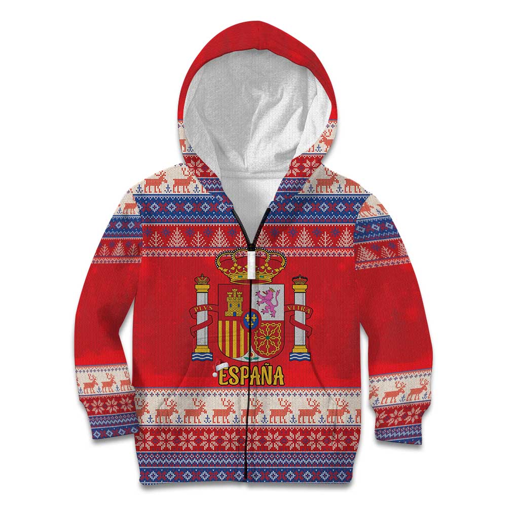 Spain Coat Of Arms Christmas Kid Hoodie Feliz Navidad - Wonder Print Shop