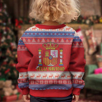 Spain Coat Of Arms Christmas Kid Ugly Christmas Sweater Feliz Navidad - Wonder Print Shop