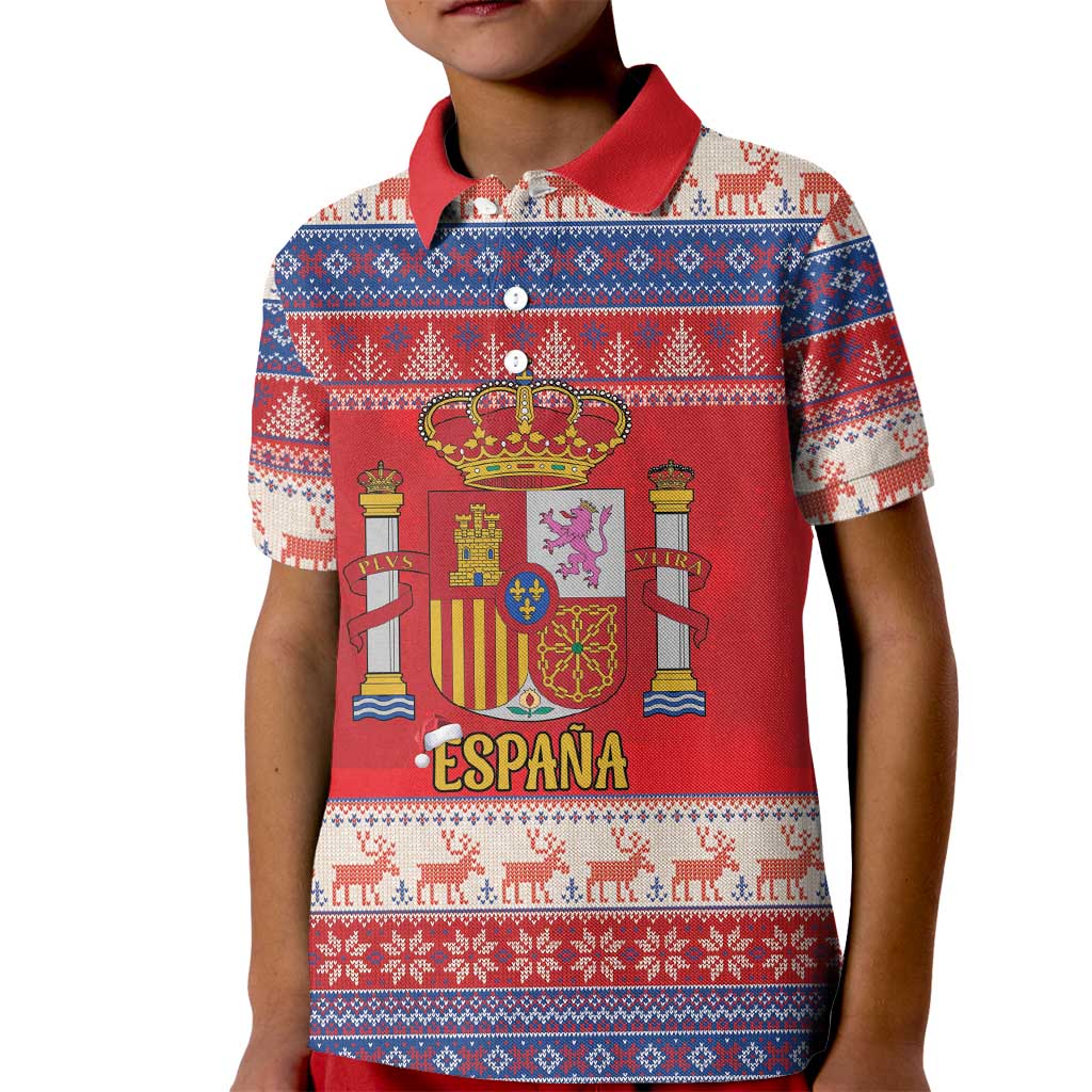 Spain Coat Of Arms Christmas Kid Polo Shirt Feliz Navidad - Wonder Print Shop