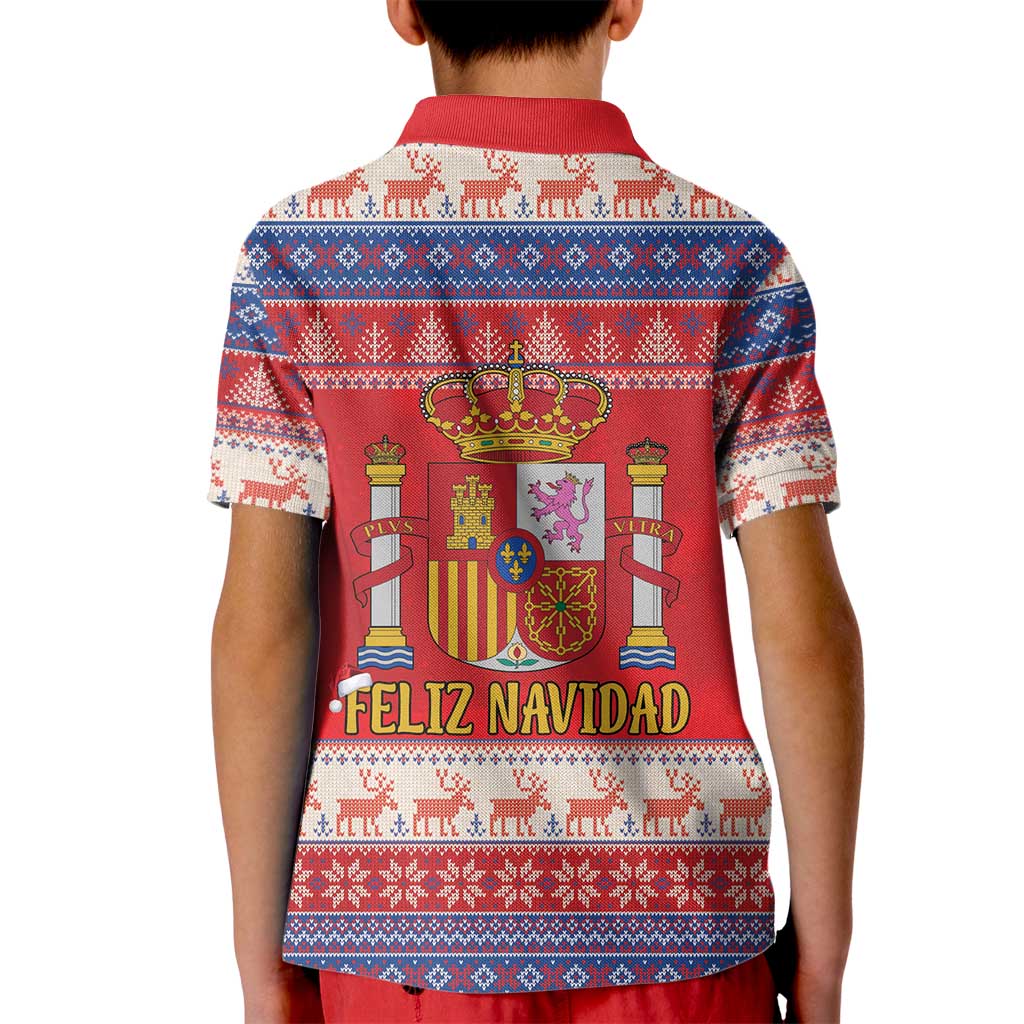 Spain Coat Of Arms Christmas Kid Polo Shirt Feliz Navidad - Wonder Print Shop