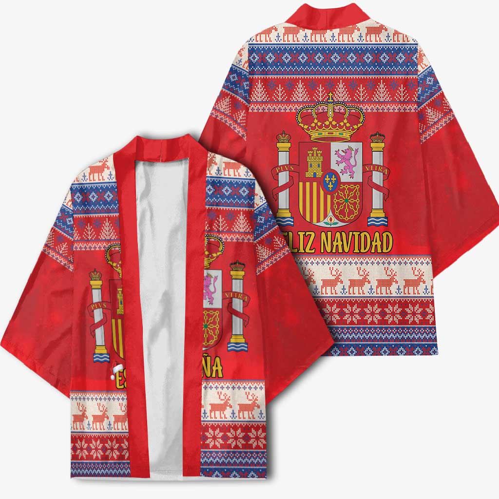 Spain Coat Of Arms Christmas Kimono Feliz Navidad - Wonder Print Shop