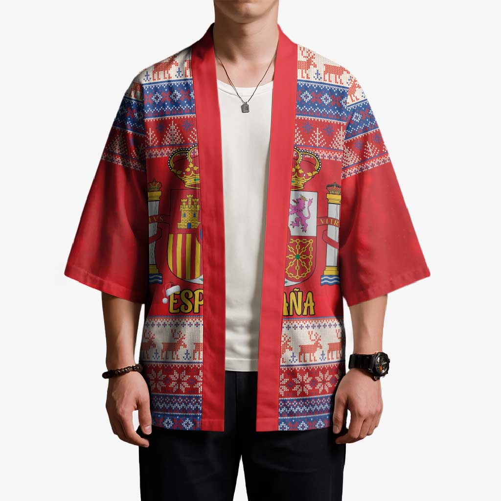 Spain Coat Of Arms Christmas Kimono Feliz Navidad - Wonder Print Shop