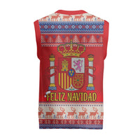 Spain Coat Of Arms Christmas Knitted V-Neck Vest Feliz Navidad - Wonder Print Shop