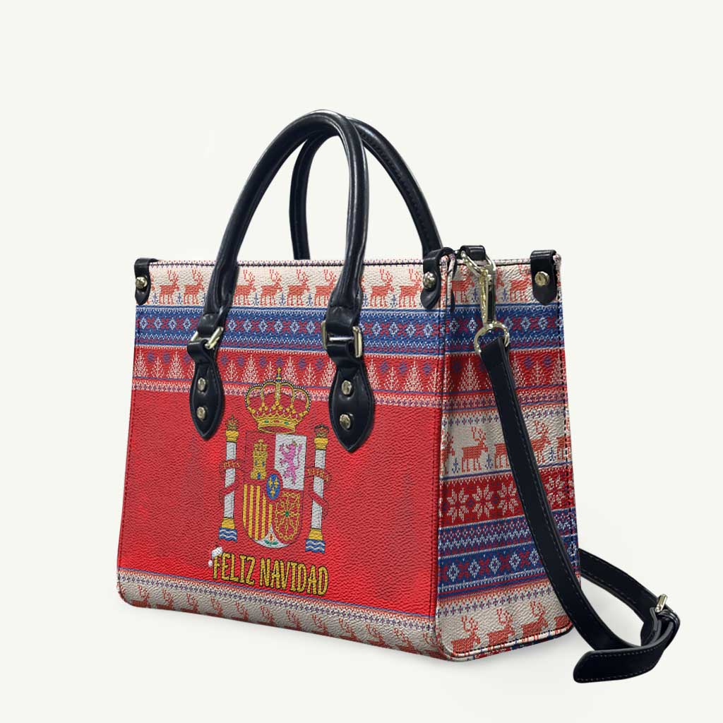 Spain Coat Of Arms Christmas Leather Bag Feliz Navidad - Wonder Print Shop