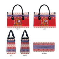 Spain Coat Of Arms Christmas Leather Bag Feliz Navidad - Wonder Print Shop