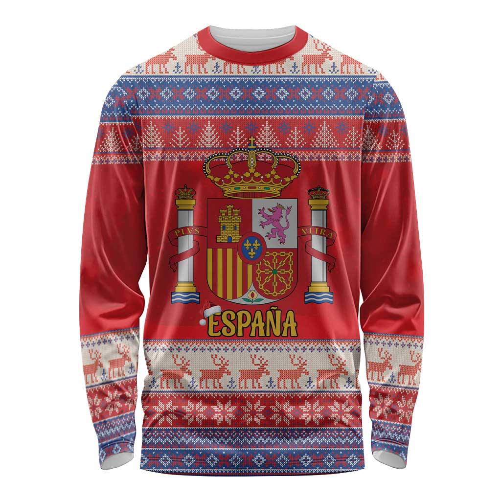 Spain Coat Of Arms Christmas Long Sleeve Shirt Feliz Navidad - Wonder Print Shop