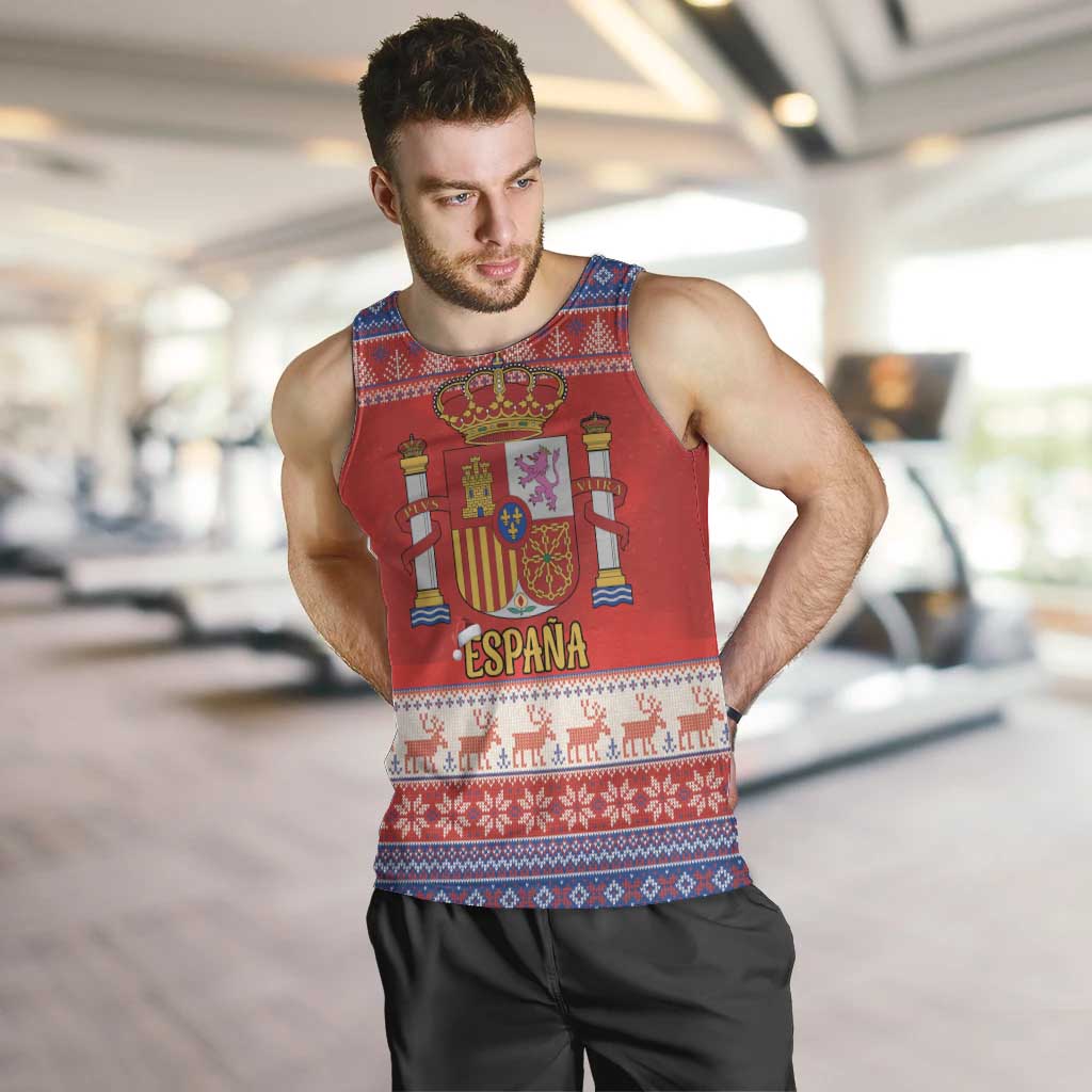 Spain Coat Of Arms Christmas Men Tank Top Feliz Navidad - Wonder Print Shop