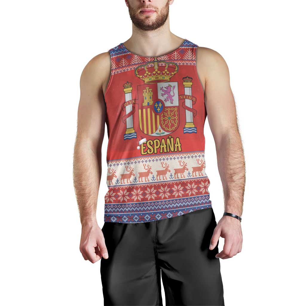 Spain Coat Of Arms Christmas Men Tank Top Feliz Navidad - Wonder Print Shop