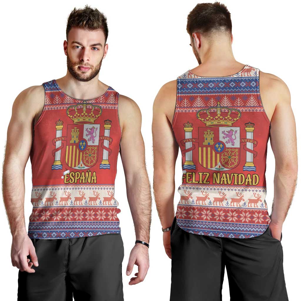 Spain Coat Of Arms Christmas Men Tank Top Feliz Navidad - Wonder Print Shop