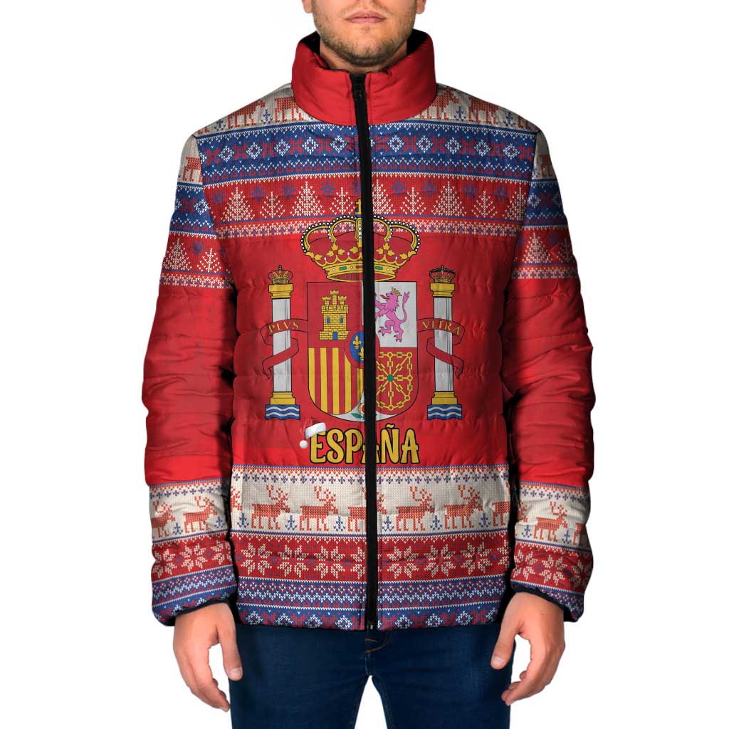 Spain Coat Of Arms Christmas Padded Jacket Feliz Navidad - Wonder Print Shop