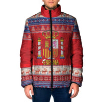 Spain Coat Of Arms Christmas Padded Jacket Feliz Navidad - Wonder Print Shop