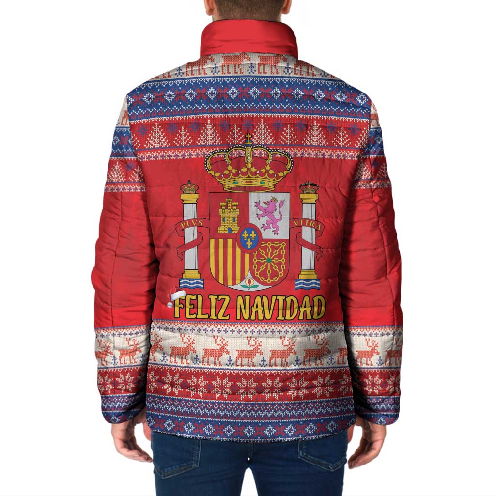 Spain Coat Of Arms Christmas Padded Jacket Feliz Navidad - Wonder Print Shop