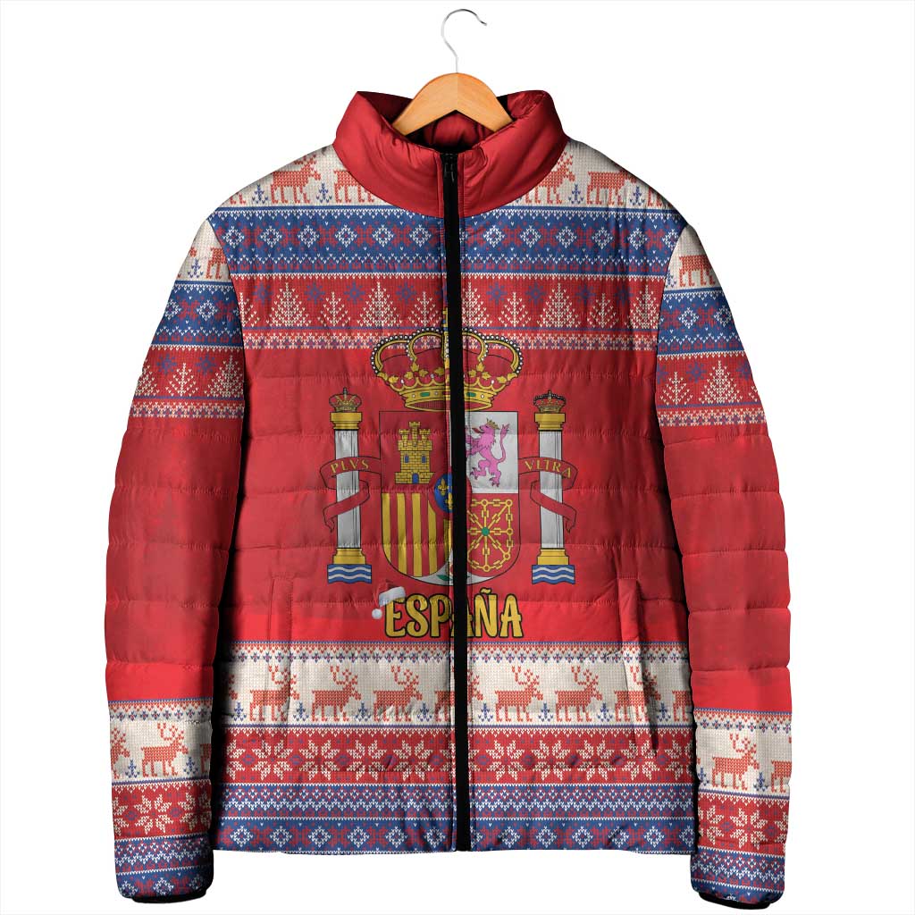Spain Coat Of Arms Christmas Padded Jacket Feliz Navidad - Wonder Print Shop