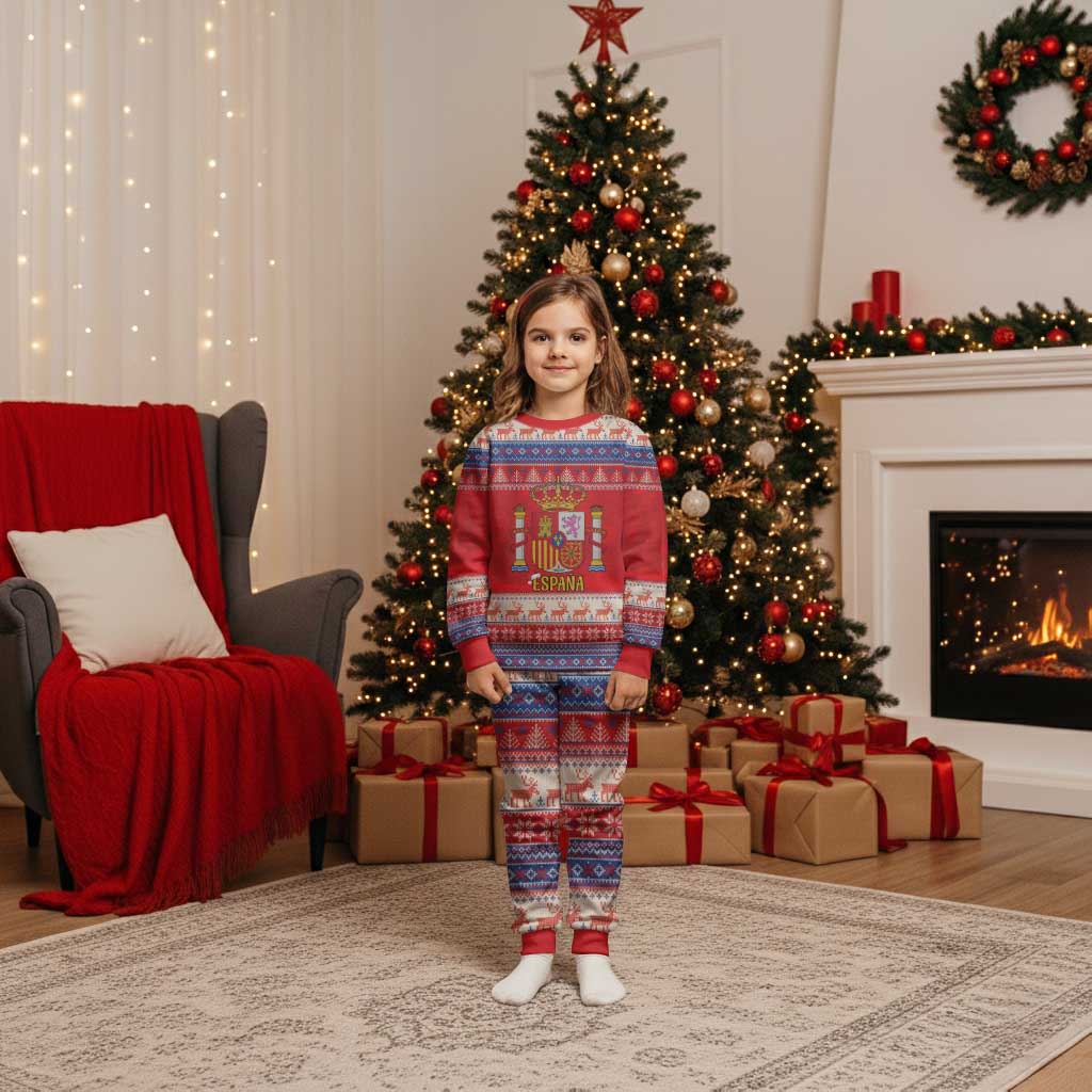Spain Coat Of Arms Christmas Pajama Set Feliz Navidad - Wonder Print Shop