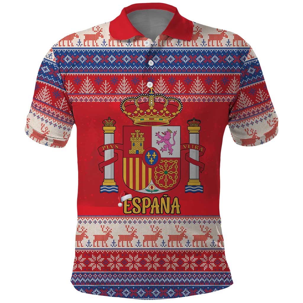 Spain Coat Of Arms Christmas Polo Shirt Feliz Navidad - Wonder Print Shop