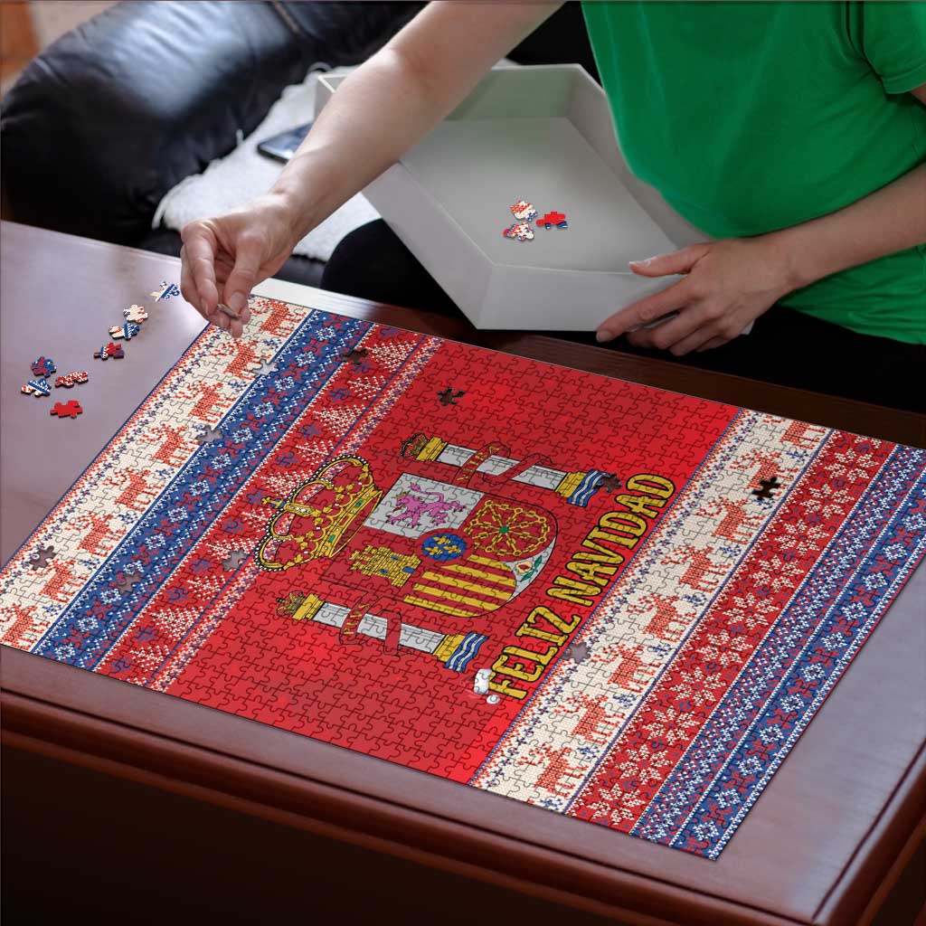 Spain Coat Of Arms Christmas Puzzle Feliz Navidad - Wonder Print Shop
