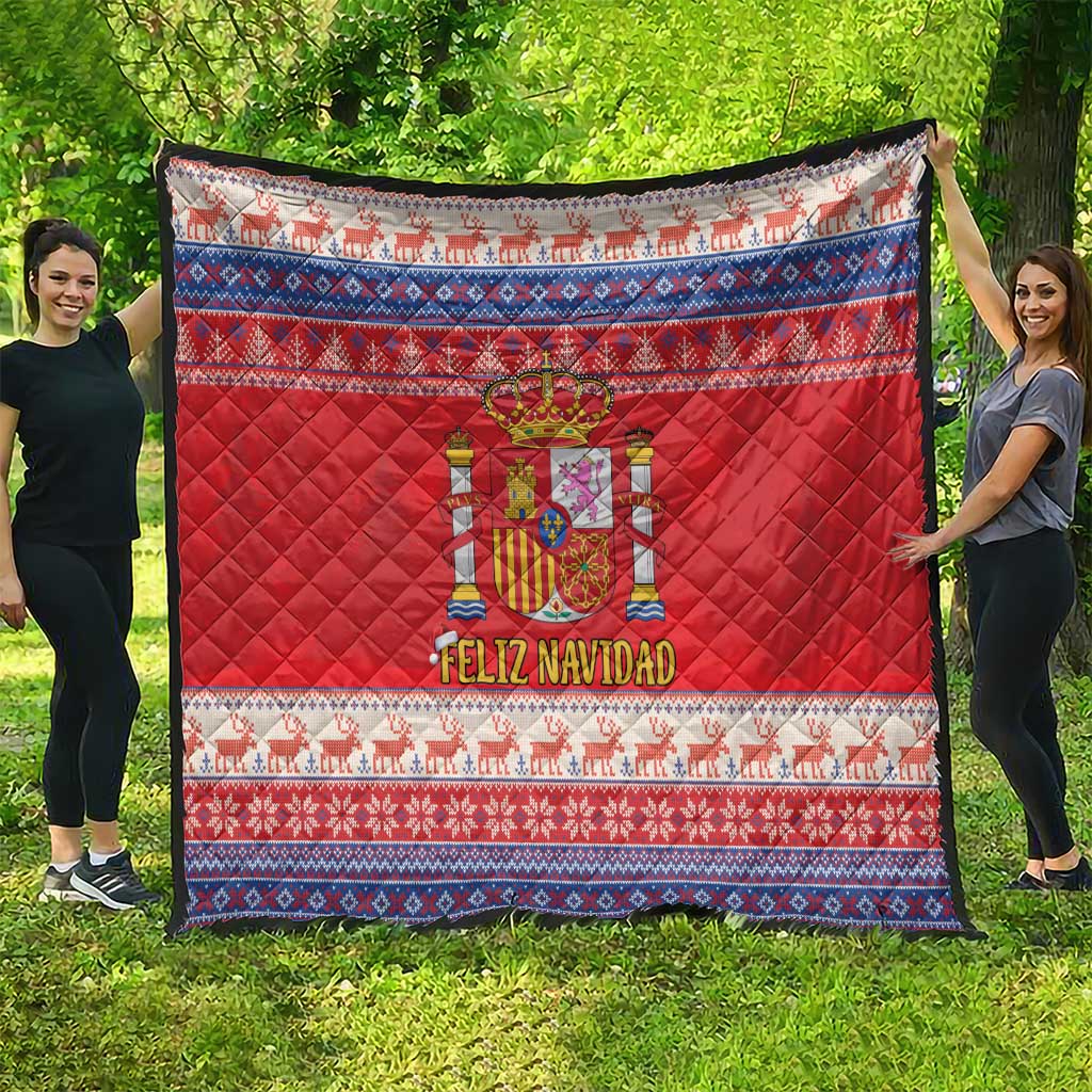 Spain Coat Of Arms Christmas Quilt Feliz Navidad - Wonder Print Shop