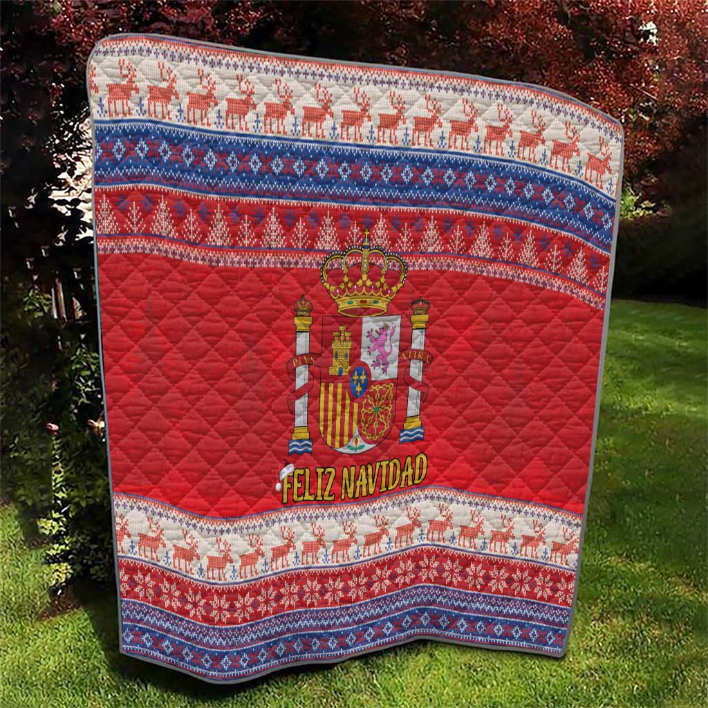 Spain Coat Of Arms Christmas Quilt Feliz Navidad - Wonder Print Shop