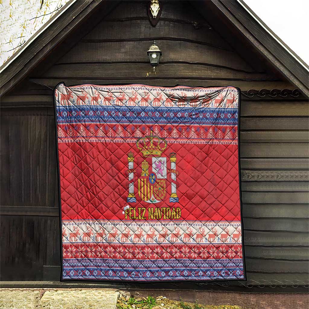 Spain Coat Of Arms Christmas Quilt Feliz Navidad - Wonder Print Shop