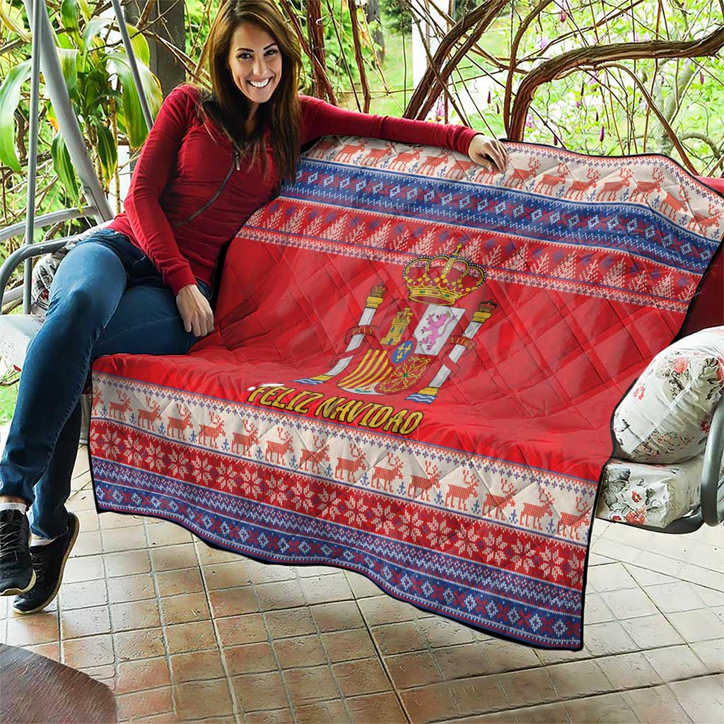 Spain Coat Of Arms Christmas Quilt Feliz Navidad - Wonder Print Shop