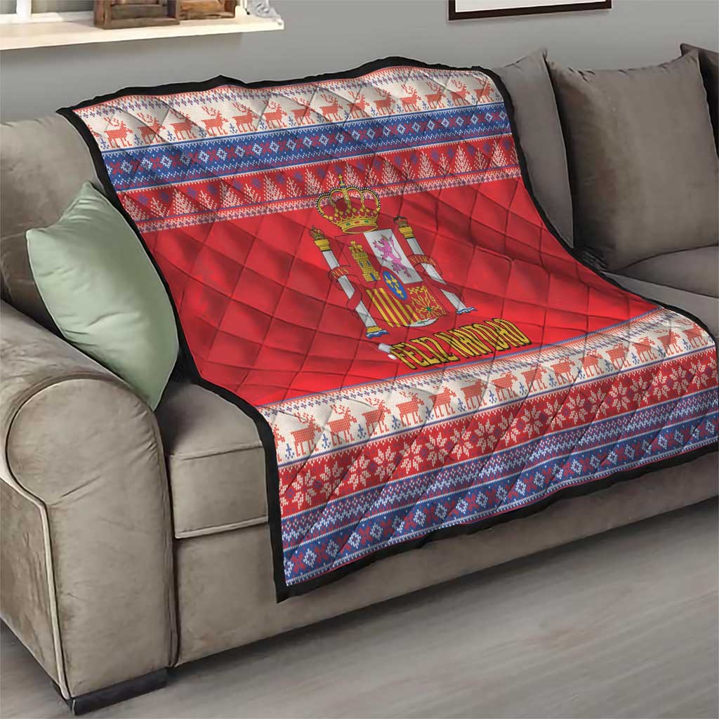 Spain Coat Of Arms Christmas Quilt Feliz Navidad - Wonder Print Shop