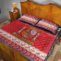 Spain Coat Of Arms Christmas Quilt Bed Set Feliz Navidad - Wonder Print Shop
