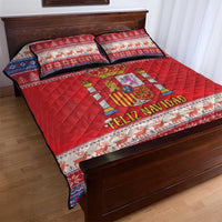 Spain Coat Of Arms Christmas Quilt Bed Set Feliz Navidad - Wonder Print Shop