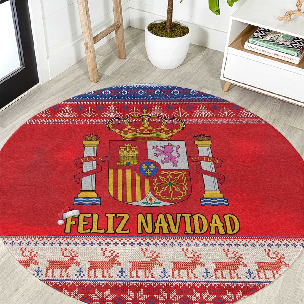Spain Coat Of Arms Christmas Round Carpet Feliz Navidad - Wonder Print Shop