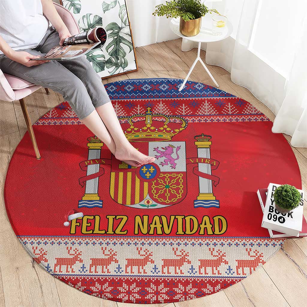 Spain Coat Of Arms Christmas Round Carpet Feliz Navidad - Wonder Print Shop