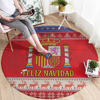 Spain Coat Of Arms Christmas Round Carpet Feliz Navidad - Wonder Print Shop