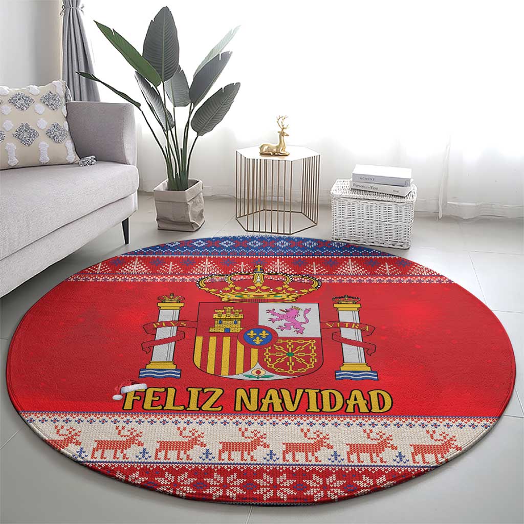 Spain Coat Of Arms Christmas Round Carpet Feliz Navidad - Wonder Print Shop