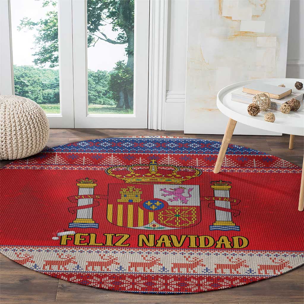 Spain Coat Of Arms Christmas Round Carpet Feliz Navidad - Wonder Print Shop