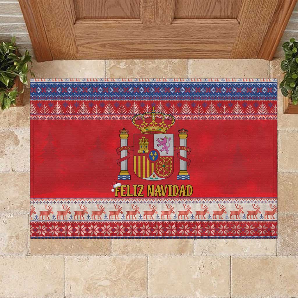 Spain Coat Of Arms Christmas Rubber Doormat Feliz Navidad - Wonder Print Shop