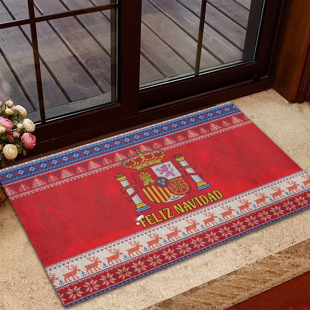 Spain Coat Of Arms Christmas Rubber Doormat Feliz Navidad - Wonder Print Shop