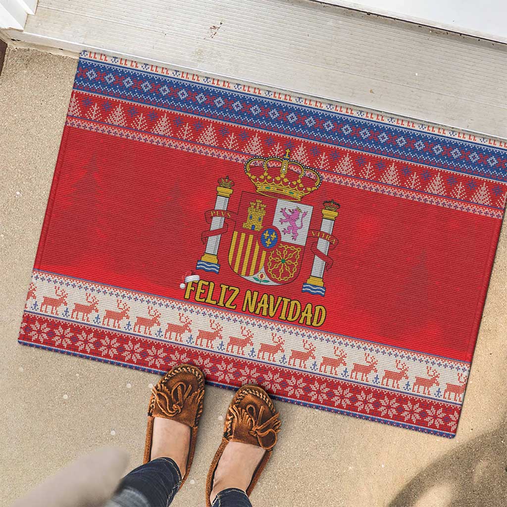 Spain Coat Of Arms Christmas Rubber Doormat Feliz Navidad - Wonder Print Shop