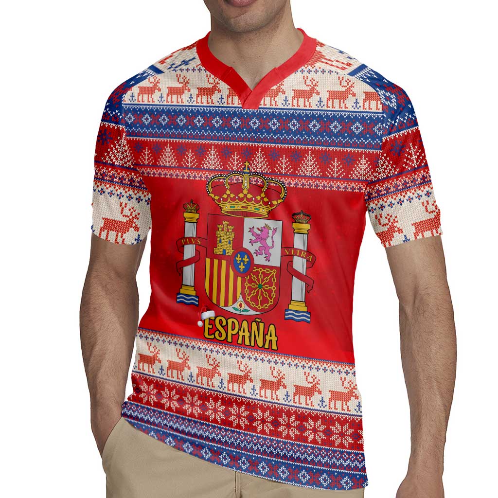 Spain Coat Of Arms Christmas Rugby Jersey Feliz Navidad - Wonder Print Shop