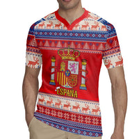 Spain Coat Of Arms Christmas Rugby Jersey Feliz Navidad - Wonder Print Shop