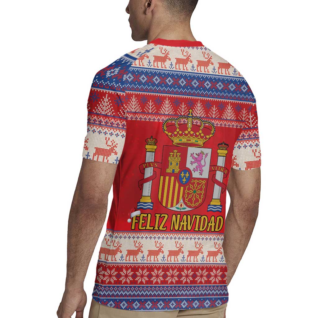 Spain Coat Of Arms Christmas Rugby Jersey Feliz Navidad - Wonder Print Shop