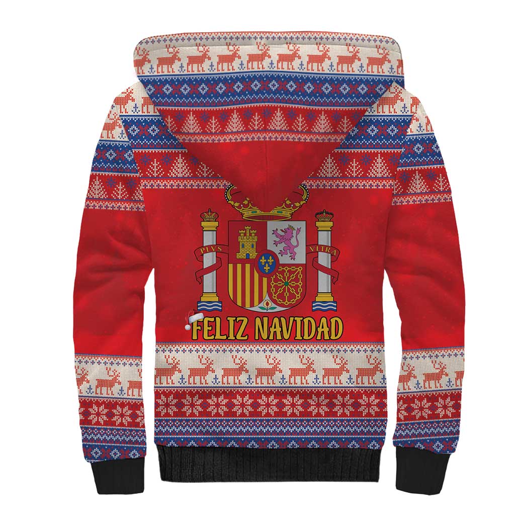 Spain Coat Of Arms Christmas Sherpa Hoodie Feliz Navidad - Wonder Print Shop