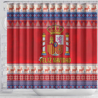 Spain Coat Of Arms Christmas Shower Curtain Feliz Navidad - Wonder Print Shop