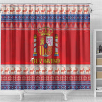 Spain Coat Of Arms Christmas Shower Curtain Feliz Navidad - Wonder Print Shop