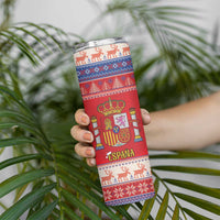 Spain Coat Of Arms Christmas Skinny Tumbler Feliz Navidad - Wonder Print Shop